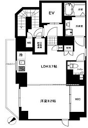 都営三田線 白金台駅 徒歩14分の賃貸マンション 8階1LDKの間取り