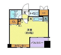 東京メトロ日比谷線 広尾駅 徒歩1分の賃貸マンション 6階ワンルームの間取り