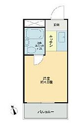 JR総武線 東中野駅 徒歩5分の賃貸マンション 2階ワンルームの間取り