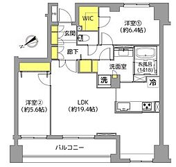 JR山手線 目黒駅 徒歩11分の賃貸マンション 5階2LDKの間取り
