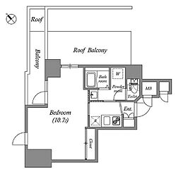 都営大江戸線 若松河田駅 徒歩6分の賃貸マンション 5階1Kの間取り