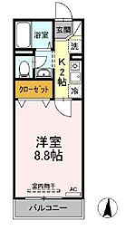 都営大江戸線 落合南長崎駅 徒歩6分の賃貸アパート 1階1Kの間取り
