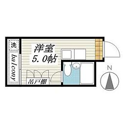 JR山手線 原宿駅 徒歩3分の賃貸マンション 2階ワンルームの間取り