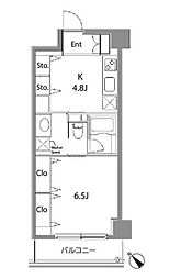 東京メトロ日比谷線 中目黒駅 徒歩6分の賃貸マンション 4階1Kの間取り