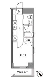 東京メトロ日比谷線 中目黒駅 徒歩6分の賃貸マンション 4階1Kの間取り
