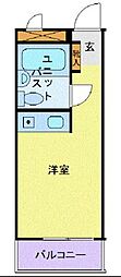 都営大江戸線 若松河田駅 徒歩5分の賃貸マンション 1階ワンルームの間取り