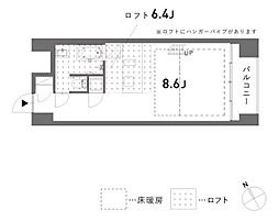 東京メトロ日比谷線 恵比寿駅 徒歩8分の賃貸マンション 4階ワンルームの間取り
