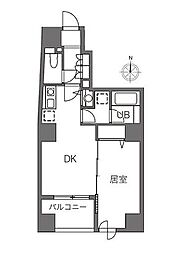 都営大江戸線 牛込柳町駅 徒歩2分の賃貸マンション 7階1DKの間取り