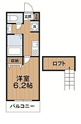 JR総武線 大久保駅 徒歩5分の賃貸アパート 2階1Kの間取り