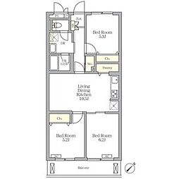 西武新宿線 下落合駅 徒歩7分の賃貸マンション 1階3LDKの間取り