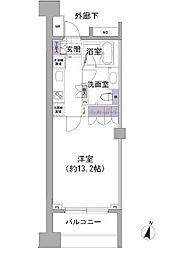 JR山手線 目黒駅 徒歩6分の賃貸マンション 2階1Kの間取り