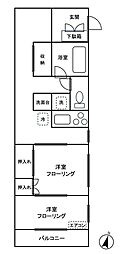 東京メトロ東西線 早稲田駅 徒歩9分の賃貸マンション 4階2Kの間取り