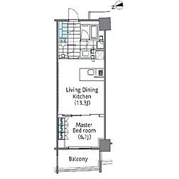 都営大江戸線 東新宿駅 徒歩2分の賃貸マンション 15階1LDKの間取り