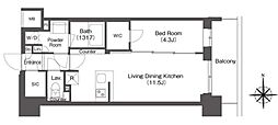 コンフォリア東新宿 1LDKの間取図画像