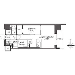 コンフォリア東新宿 1LDKの間取図画像