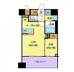 シェフルール西早稲田ラヴィーナ 1LDKの間取図画像
