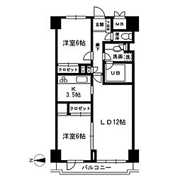 レジディア目白 2LDKの間取図画像
