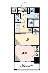 日神デュオステージ新宿外苑東通り 1DKの間取図画像