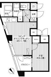 COSMOSREIDShinjukuYochomachi 1LDKの間取図画像