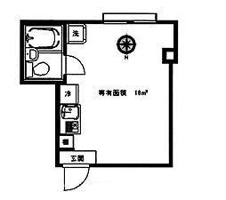 コーポ高田 ワンルームの間取図画像