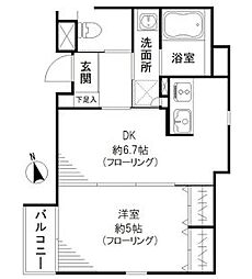 LIBERTA東新宿 1DKの間取図画像
