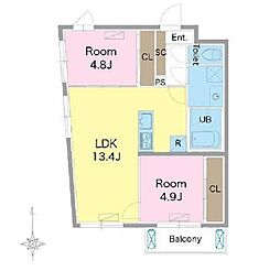 GRANDPEAKWASEDA 2LDKの間取図画像