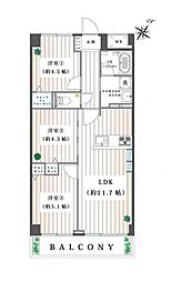 岡上住宅2号棟 3LDKの間取図画像
