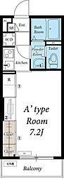 リブリ・ホープフル 2階1Kの間取り