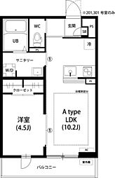 リブリ・エルミタージュ 1LDKの間取図画像