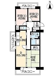 URアルビス池田 4階3DKの間取り