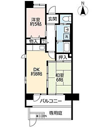 UR都市機構シャレール東豊中13号棟 2DKの間取図画像