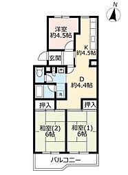 UR都市機構千里春日台団地1号棟 3DKの間取図画像