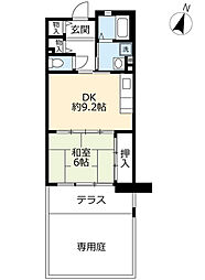 UR都市機構アルビス緑丘114号棟 1DKの間取図画像