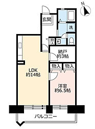 UR都市機構アーベイン東三国3号棟 1LDKの間取図画像