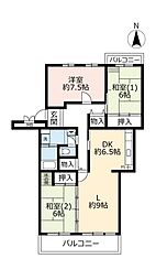UR都市機構オークタウン東茨木2号棟 3LDKの間取図画像