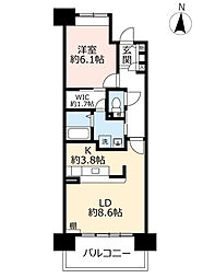 UR都市機構茨木学園町3号棟 1LDKの間取図画像