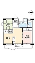 UR都市機構リバーサイドながら1号棟 2LDKの間取図画像