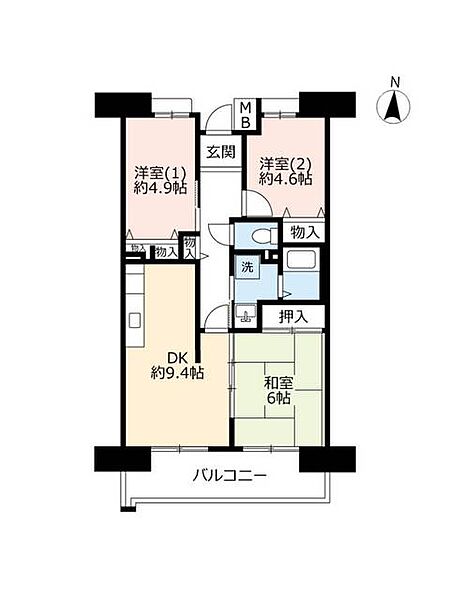 URシティコート曽根東町第2 ｜大阪府豊中市曽根東町6丁目(賃貸マンション3DK・8階・63.95㎡)の写真 その2