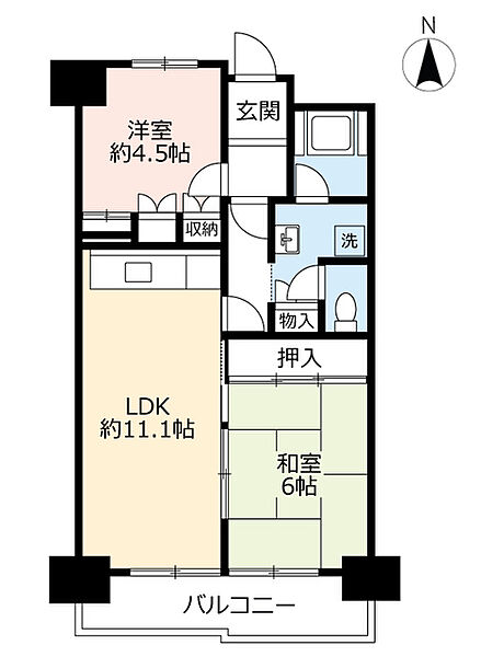 UR玉串西 ｜大阪府東大阪市玉串町西3丁目(賃貸マンション2LDK・9階・56.13㎡)の写真 その2