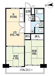 UR都市機構玉串元町団地 2DKの間取図画像