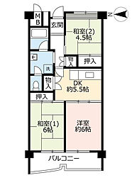 UR都市機構南港しらなみ団地35号棟 3DKの間取図画像