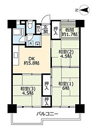 UR都市機構南港ひかりの団地16棟 3DKの間取図画像