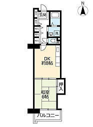 UR都市機構サンヴァリエ苅田3号棟 1DKの間取図画像