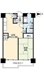 UR都市機構南港ひかりの団地16棟 1LDKの間取図画像