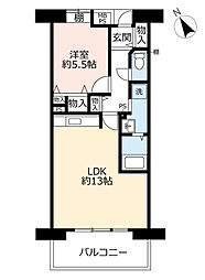 UR都市機構サンラフレ朝潮橋 1LDKの間取図画像