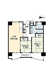 UR都市機構南港しらなみ団地31号棟 2LDKの間取図画像
