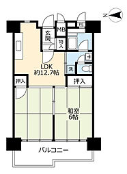 UR都市機構南港ひかりの団地15棟 1LDKの間取図画像