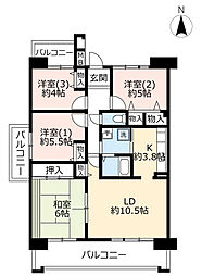 UR都市機構サンヴァリエ針中野3号棟 4LDKの間取図画像