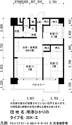 UR都市機構南港ひかりの団地11棟 2LDKの間取図画像