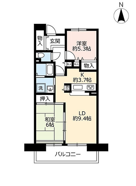 UR香里ヶ丘けやき東街 ｜大阪府枚方市香里ケ丘3丁目(賃貸マンション2LDK・5階・64.62㎡)の写真 その2